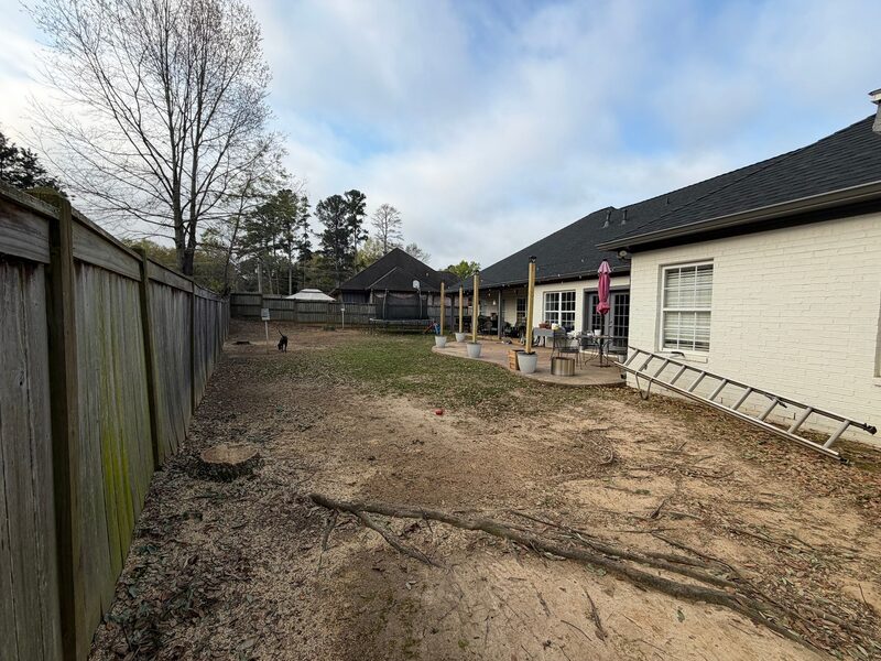 The bare backyard before the pool build