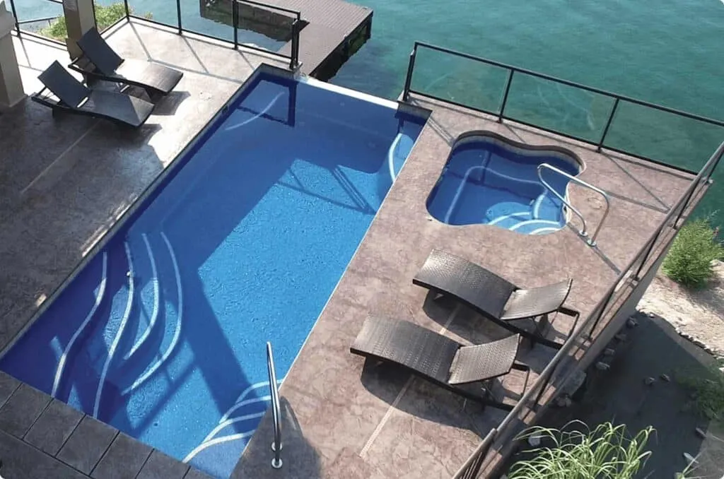 Latham Regal spa installed with a fiberglass pool
