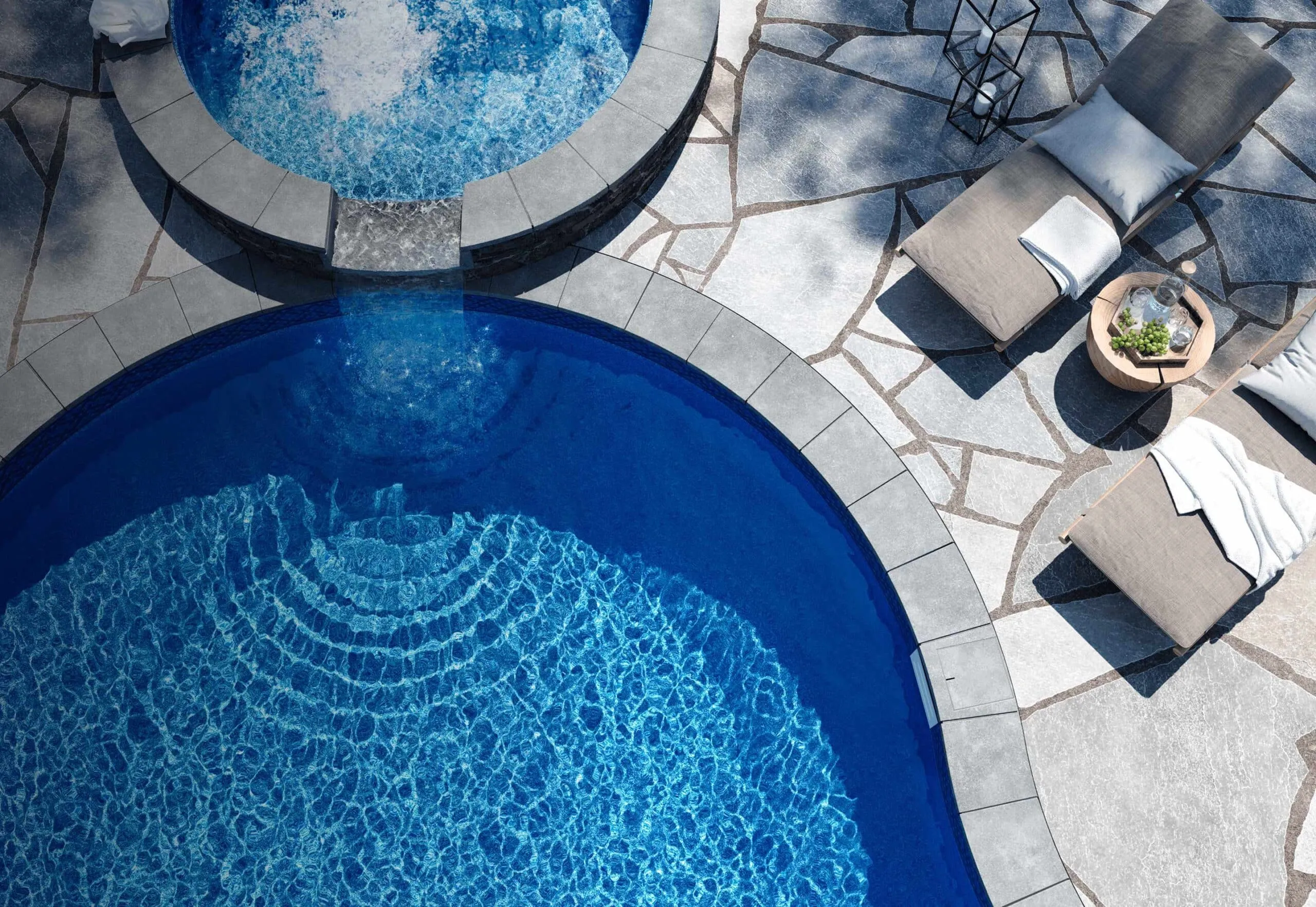Latham fiberglass spa spillover lifestyle