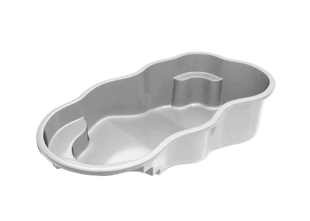 Latham Aruba fiberglass pool shell render, 22' × 11'