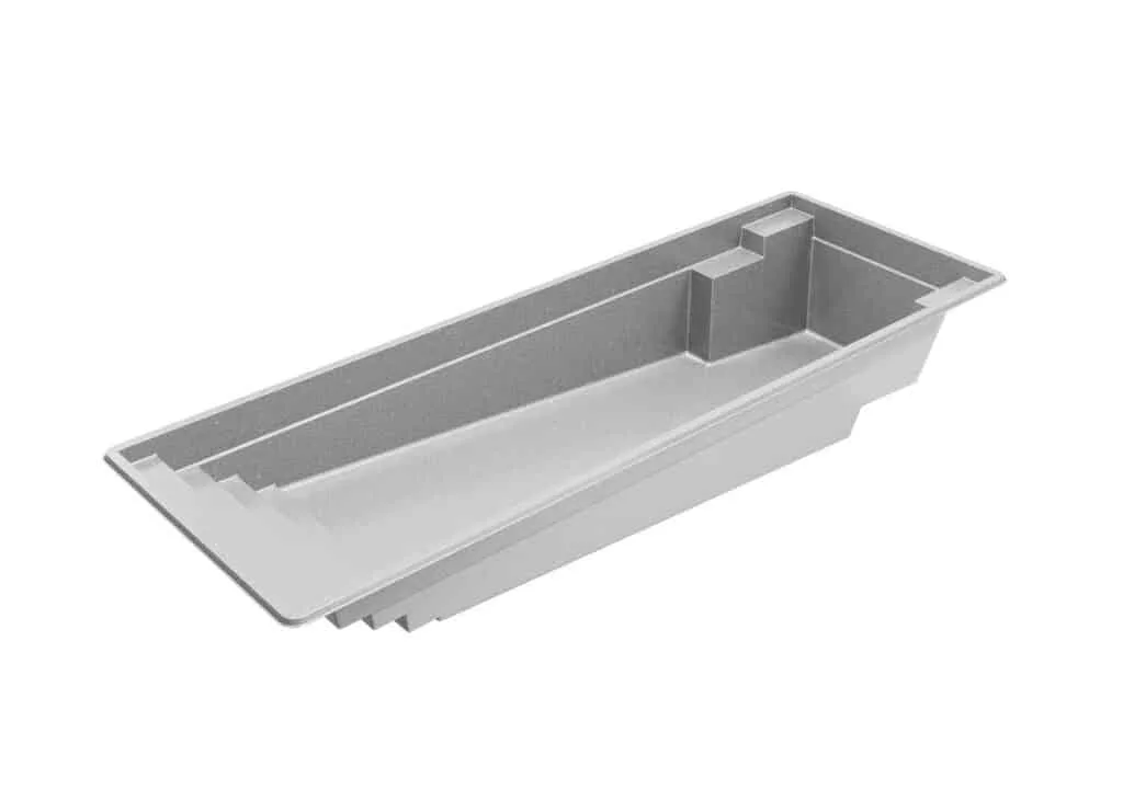 Latham Athens 13.37 fiberglass pool shell render, 37' × 13.25'