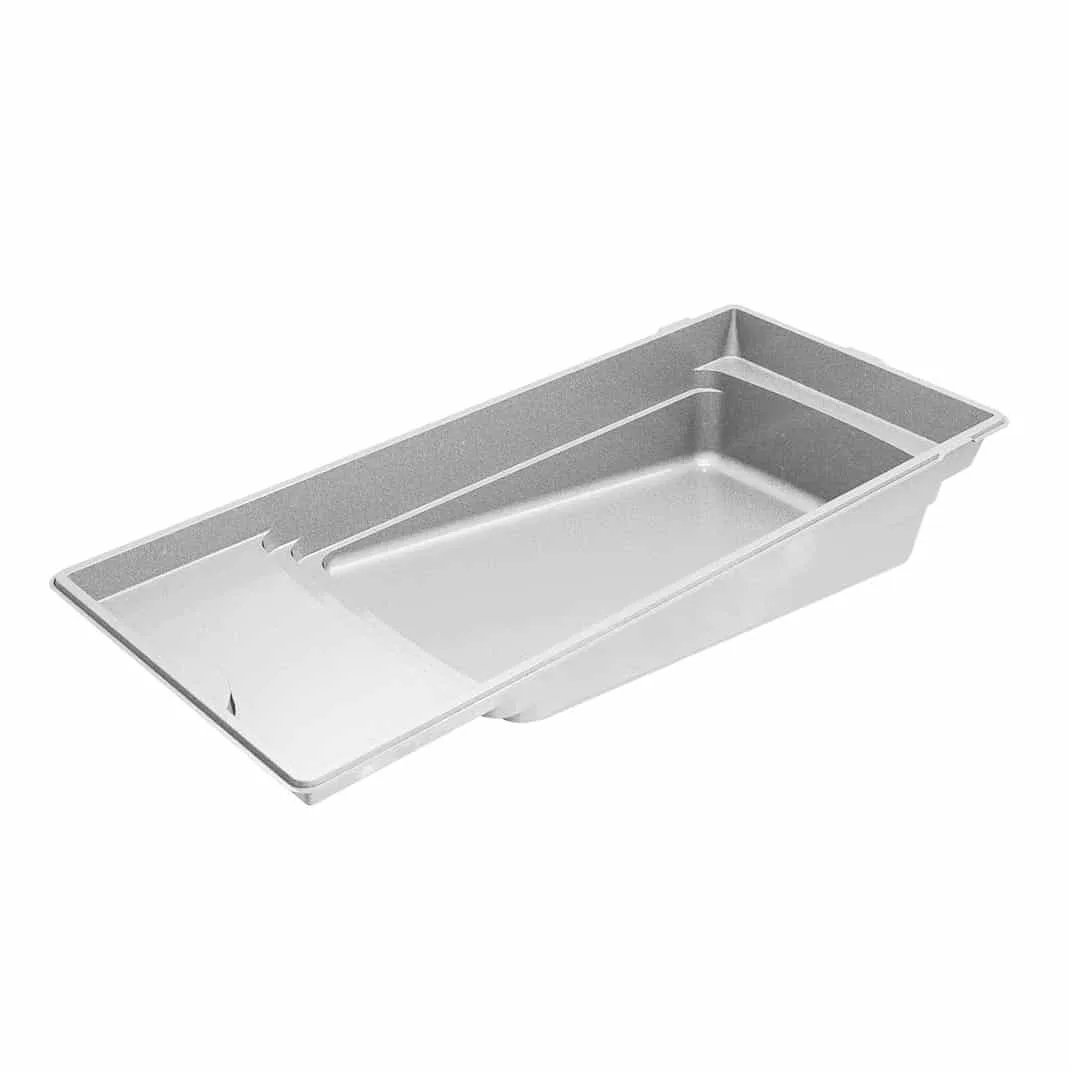 Latham Cayman 14 fiberglass pool shell render, 32' × 13.83'