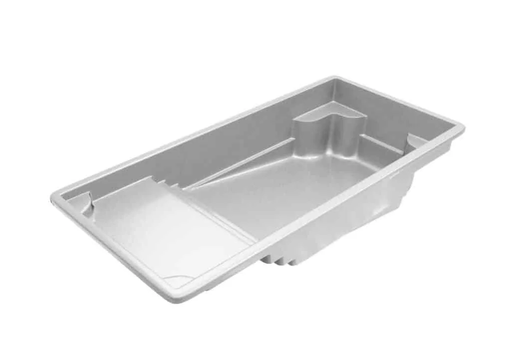 Latham Corinthian 12 fiberglass pool shell render, 25' × 12'