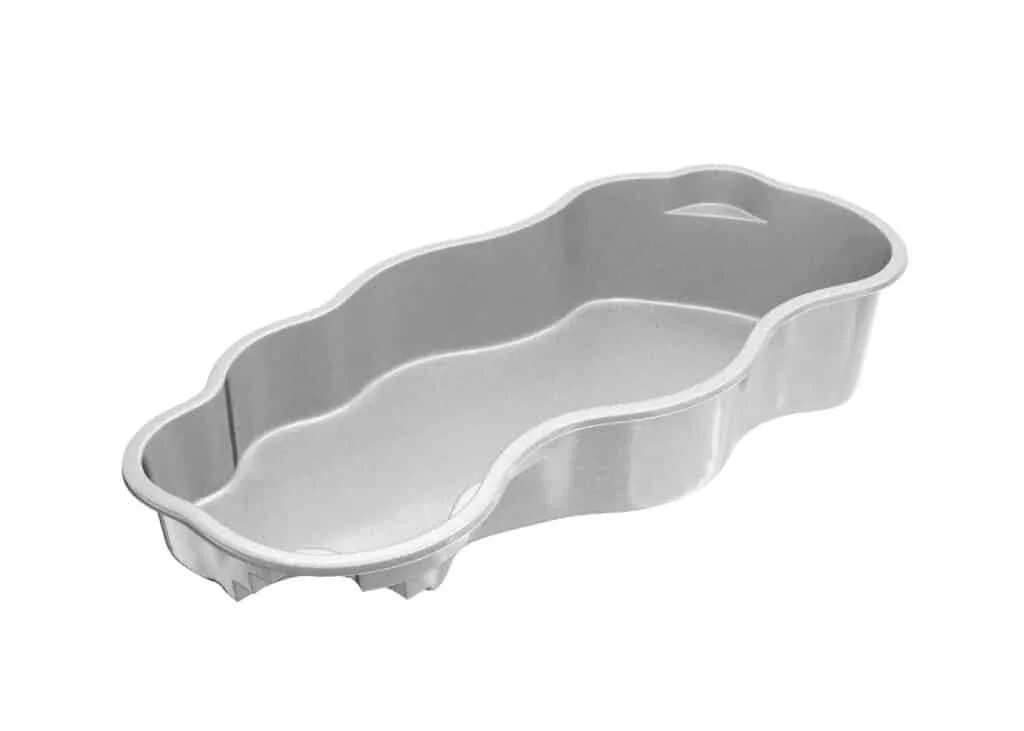 Latham Coronado fiberglass pool shell render, 34' × 15'