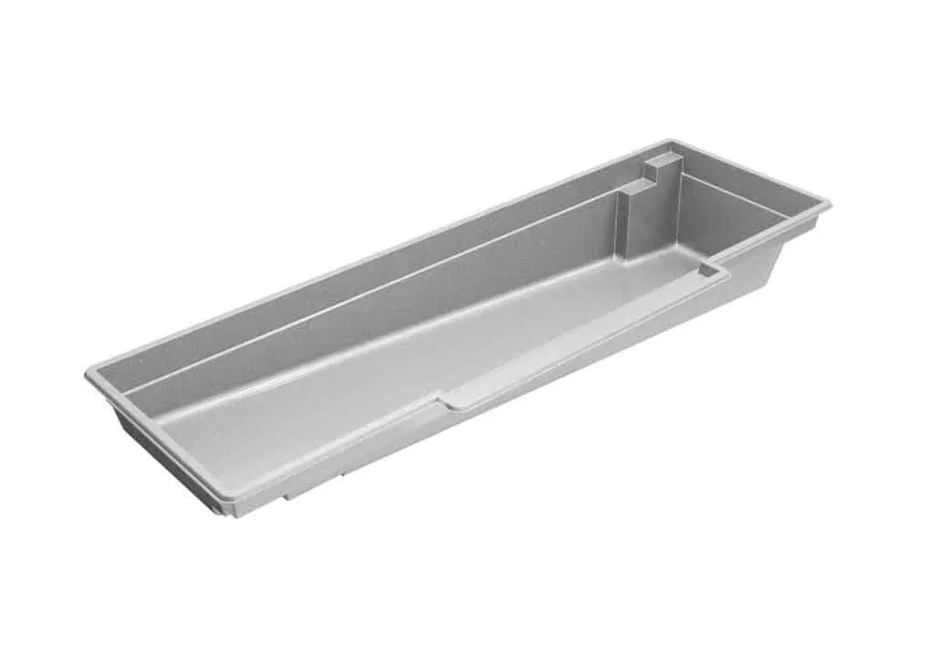 Latham Tuscan 14.40 fiberglass pool shell render, 39.92' × 13.75'